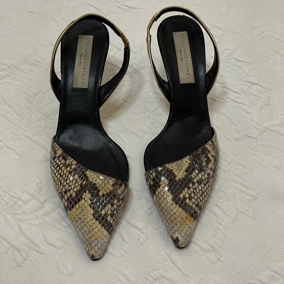 Stella McCartney Snake Skin Pointy Toe Sling Back Sandals Sz 38.5 US 7.5 - Picture 2 of 10